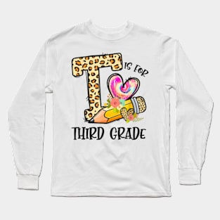 K Is For Third Grade Teacher Leopard First Day Of School Long Sleeve T-Shirt